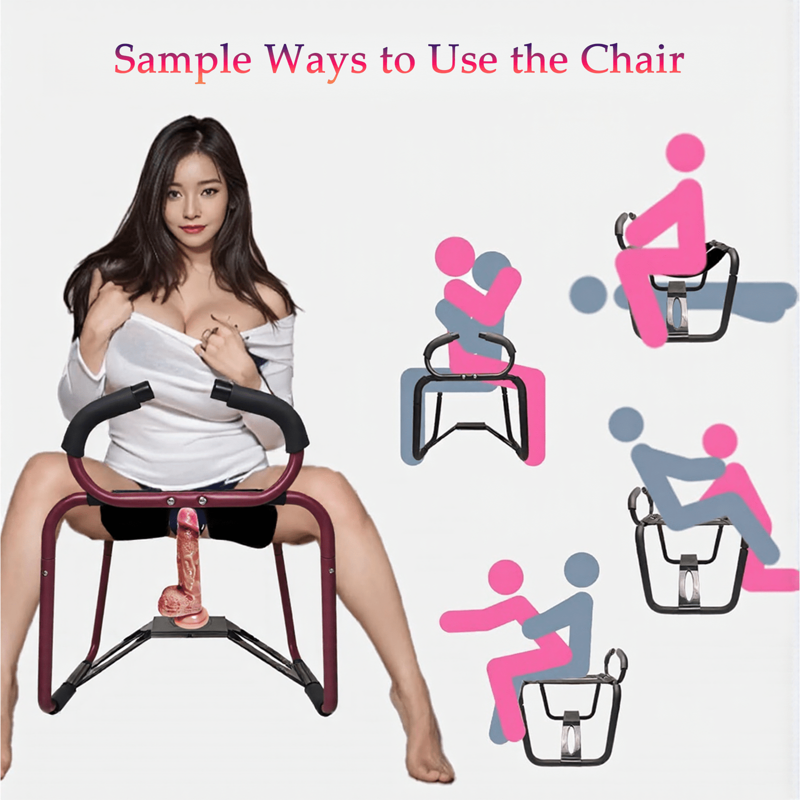 Sex Chair,Sex Furniture for Bedroomwith Adjustable Handrail and Realistic Dildo - Image 3
