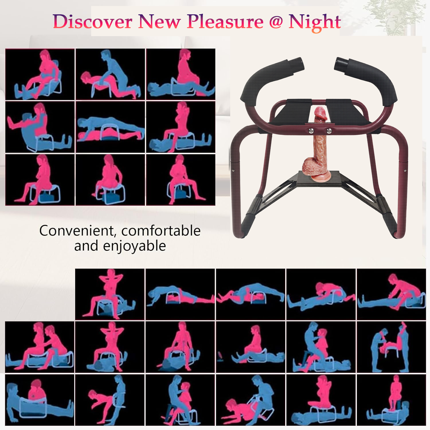Sex Chair,Sex Furniture for Bedroomwith Adjustable Handrail and Realistic Dildo - Image 2