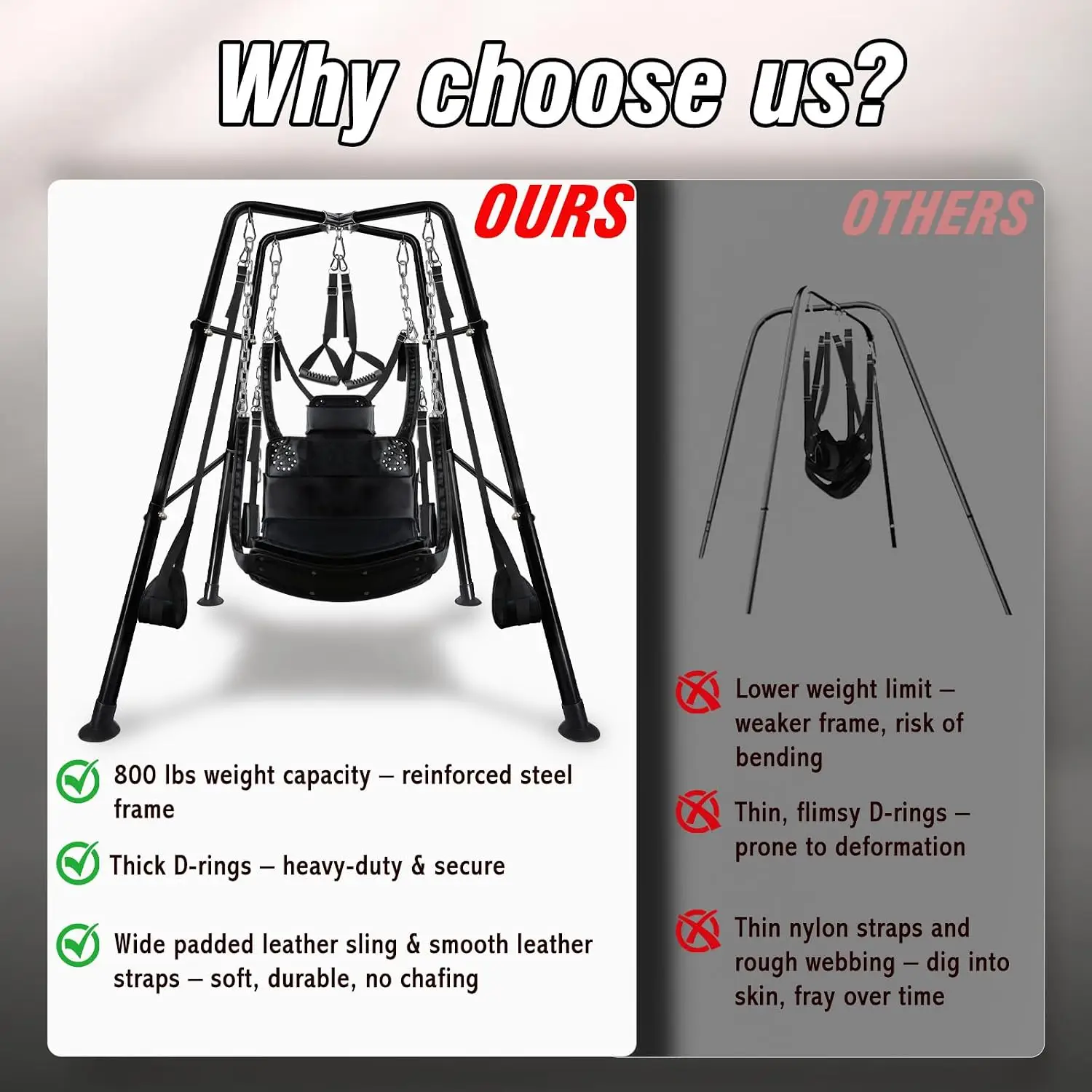 Freestanding Steel Frame Sex Swing, Adult Sex Swing Sex Furniture - Image 4